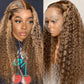 Mixed Highlight Piano Color Deep Wave Wig Transparent Lace Front Wig