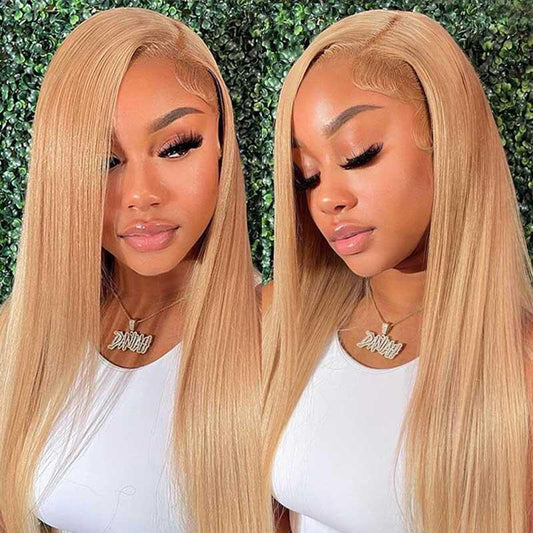 Straight Honey Blonde Lace Front Wig Glueless Wigs For Women