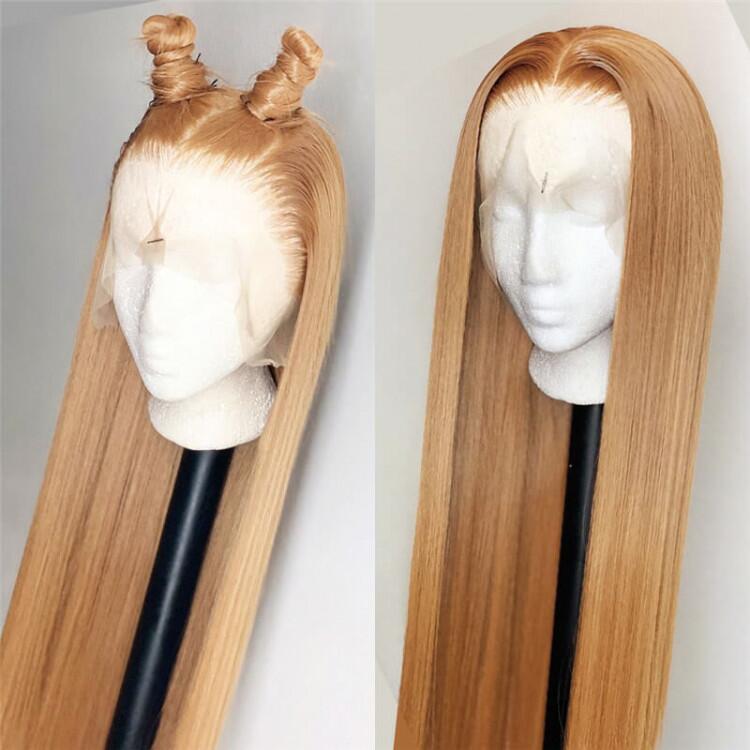Straight Honey Blonde Lace Front Wig Glueless Wigs For Women