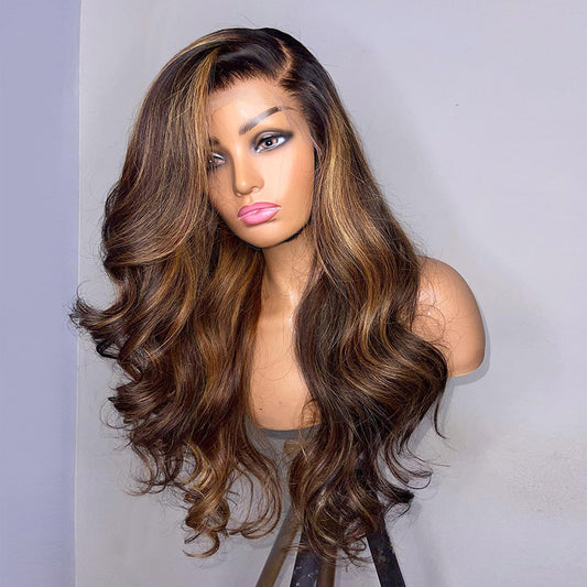 Ombre Highlight Side Deep Parting 13x6 Body Wave Lace Frontal Glueless Wig