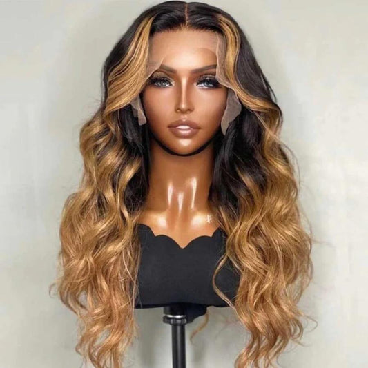 Two Tone With Highlight Body Wave Glueless Wig 13x4 Lace Front Wig