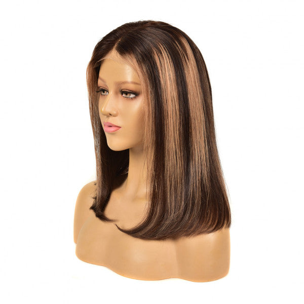 Ombre Highlight Front Lace Bob Wig Straight 180% Density Human Hair Wigs