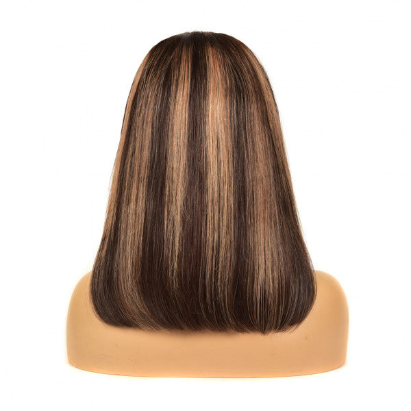 Ombre Highlight Front Lace Bob Wig Straight 180% Density Human Hair Wigs