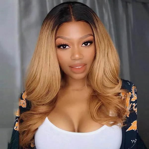 Ombre Brown 13x4 Lace Frontal Wig Body Wave Glueless Wig