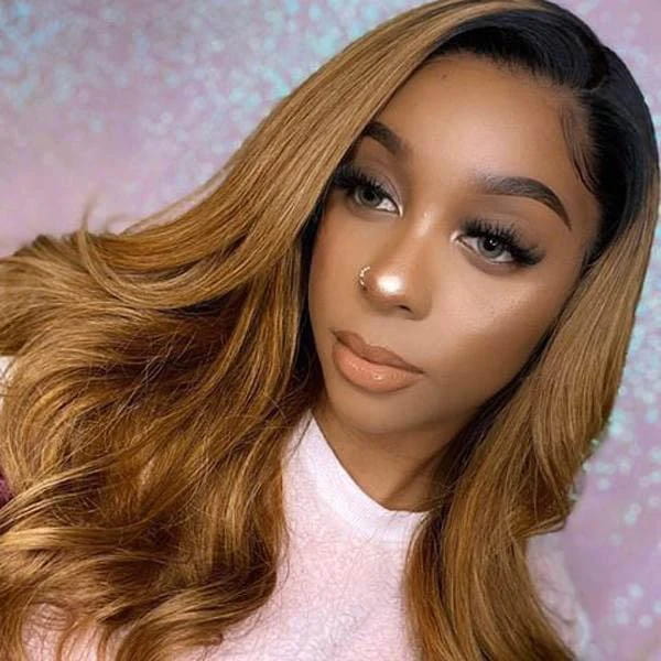 Ombre Brown 13x4 Lace Frontal Wig Body Wave Glueless Wig