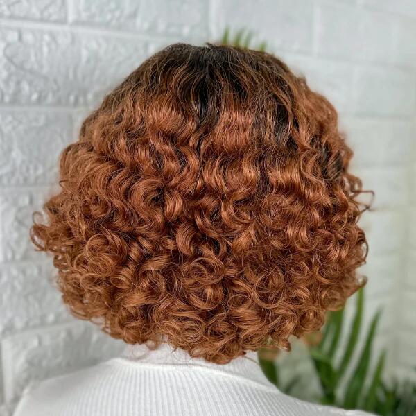 Ombre Brown Side Parted 13x4 Bob Curly Transparent Lace Human Hair Wigs