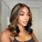 14inch Highlighted Brown Bob Wig 13x4 Lace Frontal Wig Body Wave Wigs