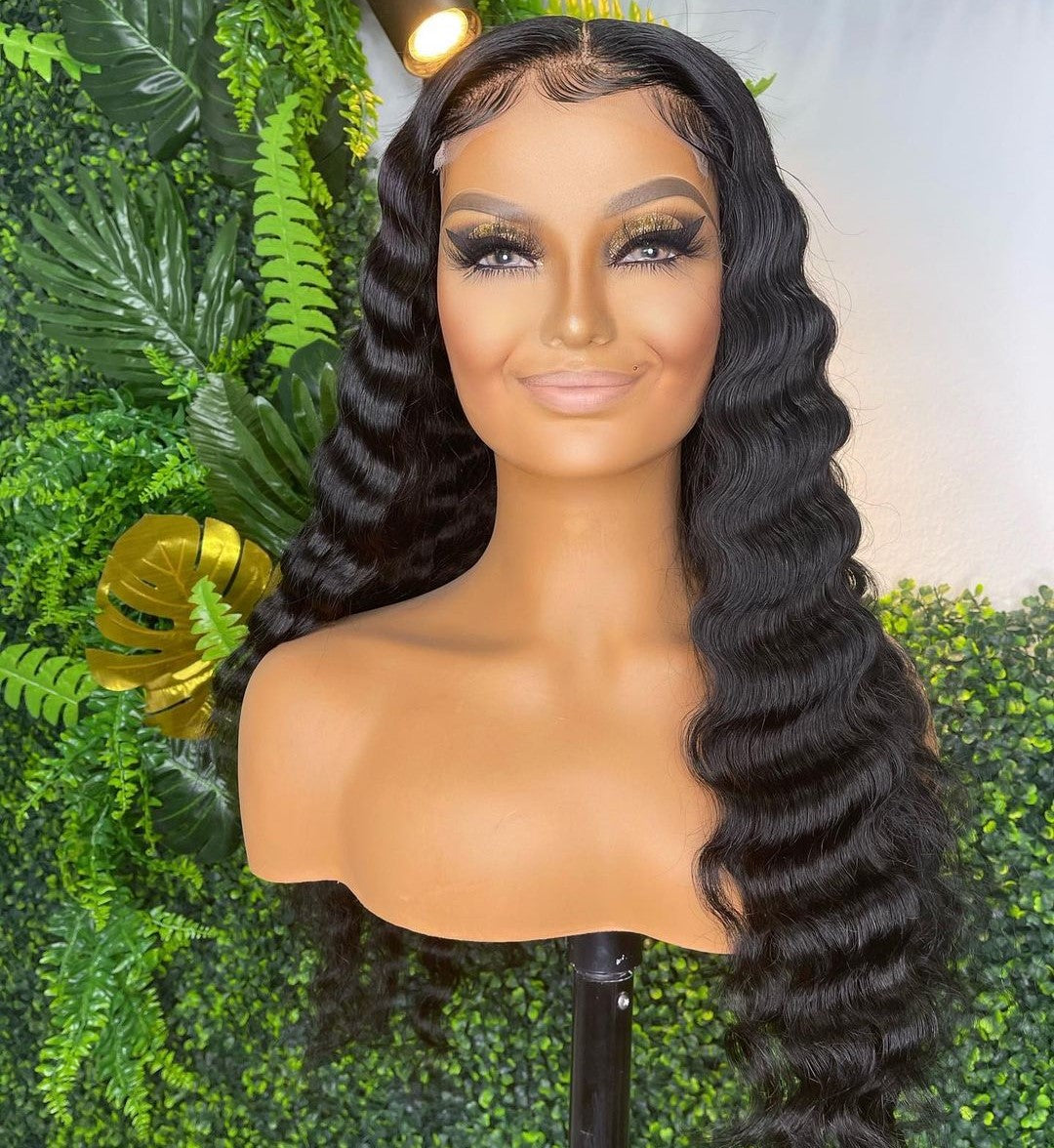 Transparent Lace 5x5 Lace Closure Wig Human Hair Loose Deep Wave Wig