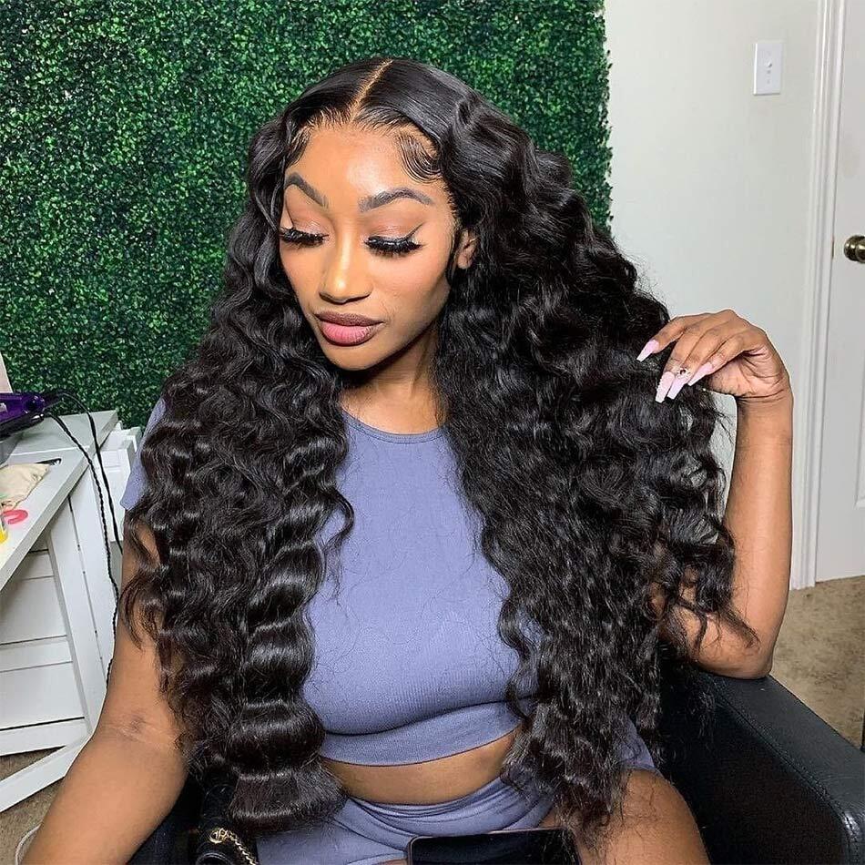 Swiss HD Lace Virgin Human Hair Loose Deep Wave 13x4 Lace Frontal Wig