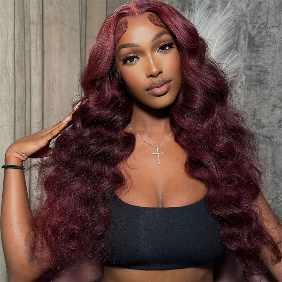 Transparent Lace 99J Body Wave 13x4/13x6 Lace Frontal Wig Larger Parting Space