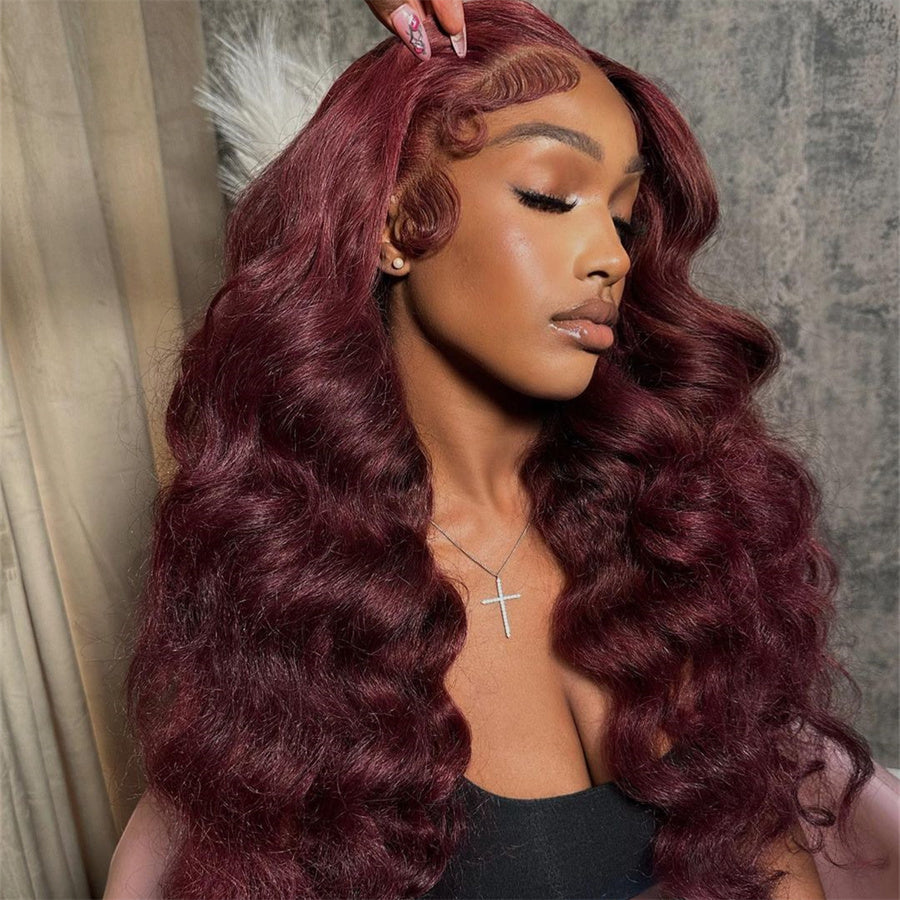 Transparent Lace 99J Body Wave 13x4/13x6 Lace Frontal Wig Larger Parting Space