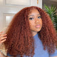 200% Density Reddish Brown Afro Kinky Curly Human Hair Lace Wig