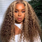 Balayage Highlights Deep Curly 4x4/5x5 Transparent Lace Closure Wig