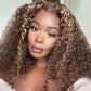 Balayage Highlights Deep Curly 4x4/5x5 Transparent Lace Closure Wig