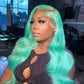 150% Density Blue Color 5x5 Lace Closure Wig Human Hair Body Wave Full Frontal Wig