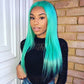 150% Density Blue Color 5x5 Lace Closure Wig Human Hair Body Wave Full Frontal Wig