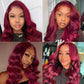 Burg Color Lace Closure Wig Body Wave 4x4/5x5 Transparent Swiss Lace