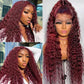 Full Frontal Wig Burg Color Human Hair Curly Lace Frontal Wig