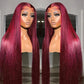 Burgundy Color 4x4/5x5 Lace Closure Wig Transparent Lace Straight Hair