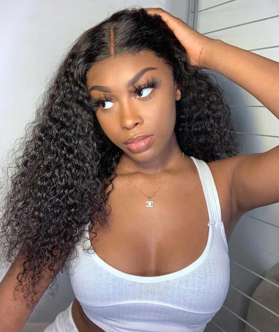 Volume Density Virgin Human Hair Curly Hair 5x5 Lace Closure Wig