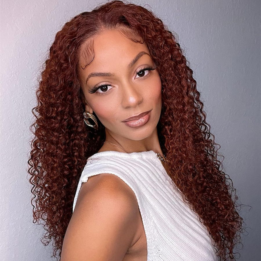 Reddish Brown Color 4x4/5x5 Lace Closure Wig Kinky Curly Hair Wigs