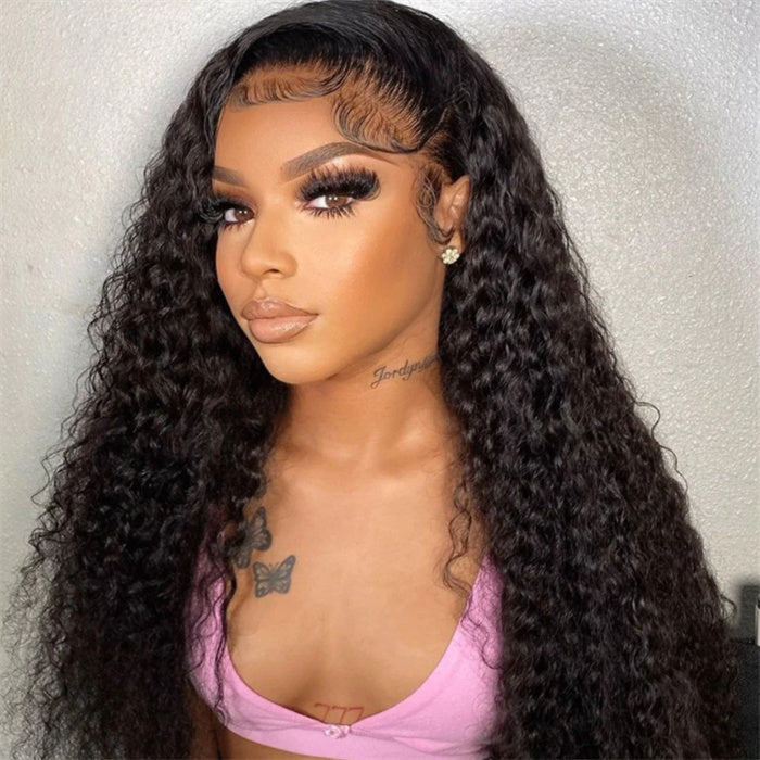 4x4/5x5 Transparent Lace Closure Wig Natural Color Kinky Curly Wigs