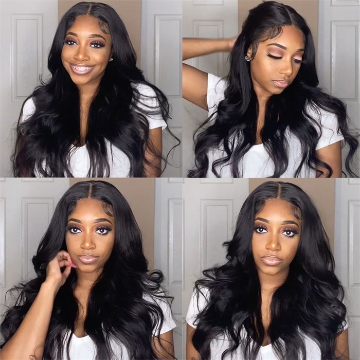 13x6 Lace Frontal Wig Natural Wavy Deep Parting Human Hair