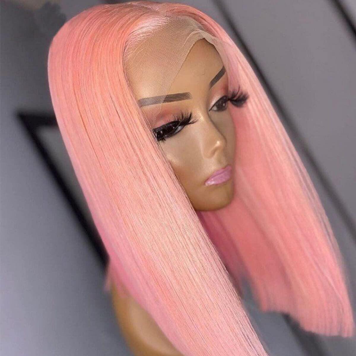 Most Popular Pink Color Short Bob Straight Wig 4x4/13x4 Lace Wig