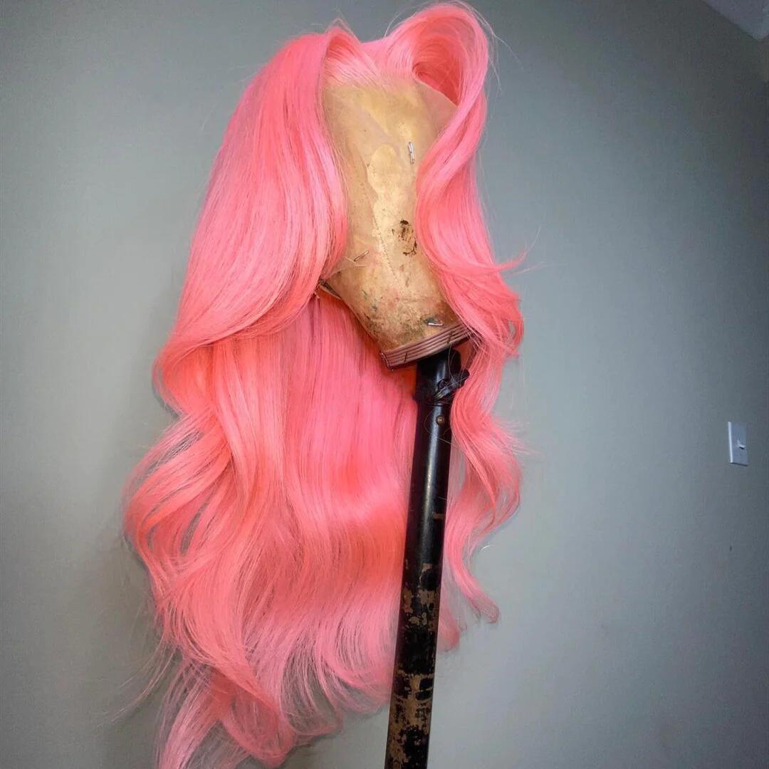 Body Wave Pink Color 13x4 Lace Frontal Wig Affordable 5x5 Lace Closure Wig