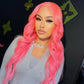 Body Wave Pink Color 13x4 Lace Frontal Wig Affordable 5x5 Lace Closure Wig