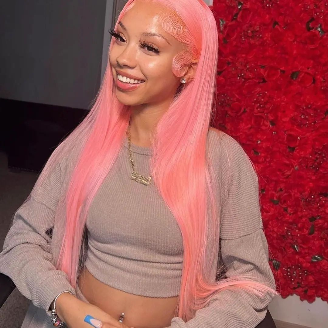 Must Have! Pink Color 13x4 Lace Frontal Wig Straight 5x5 Lace Closure Wig