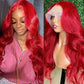 Red Color Transparent Lace Frontal Wig Body Wave Pre Colored Lace Closure Wig