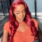 Pre Colored Lace Wig 4x4 Lace Closure Red Color Body Wave Lace Wig