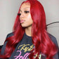 Pre Colored Lace Wig 4x4 Lace Closure Red Color Body Wave Lace Wig