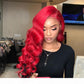 Pre Colored Lace Wig 4x4 Lace Closure Red Color Body Wave Lace Wig