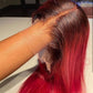 Real Swiss HD Lace Ombre Red Color Straight 13x4 Lace Frontal Wig