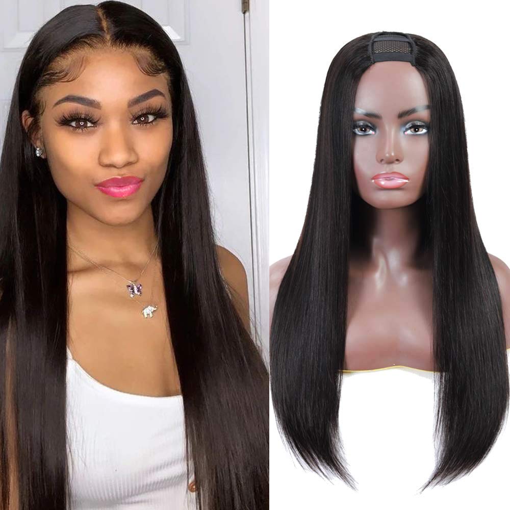 Human Hair U Part Wig Straight Hair Wigs Glueless Machine Wig