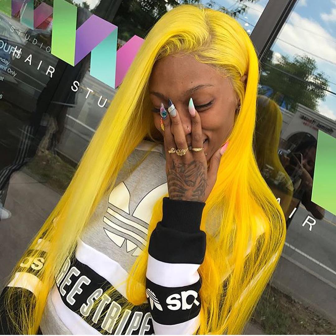 150% Density Yellow Color 13x4 Full Frontal Wig Body Wave Lace Wig