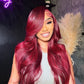 Burgundy Color Natural Straight 13x6 Lace Frontal Wig Quality Vigrin Hair