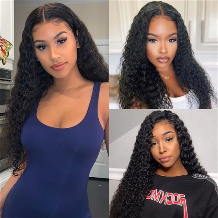 Virgin Human Hair Wigs Deep Wave 13x4 Transparent Lace Frontal Wig