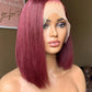 Vibriant Burg Color Bob Wig Blunt Cut 180% Density Short Front Lace Bob Wig Transparent Swiss Lace
