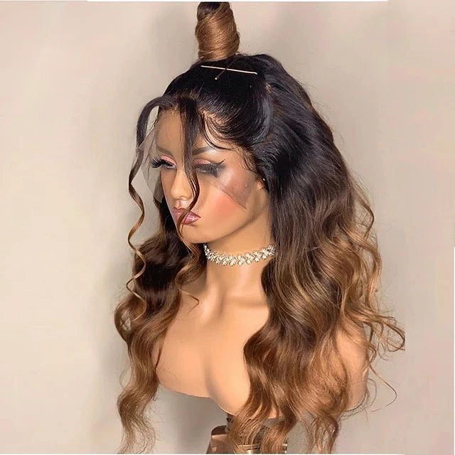 Ombre Honey Brown 13x6 Body Wave Lace Front Glueless Wig