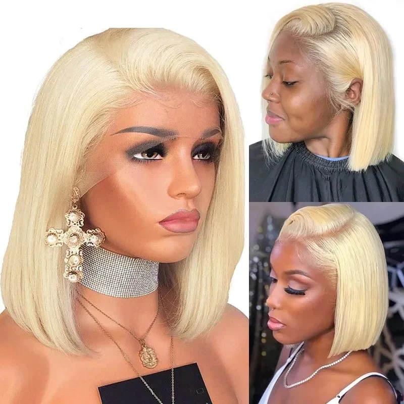 Blonde Color Bob Straight Wig 13x4 Lace Front Wig 4x4 Closure Wig Short Hair