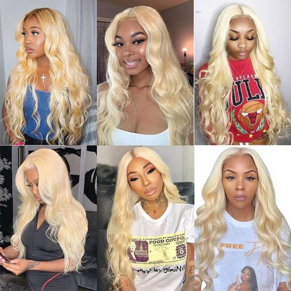 High Quality Blonde Color Hair Bundles 3Pcs with Transparent Lace Frontal