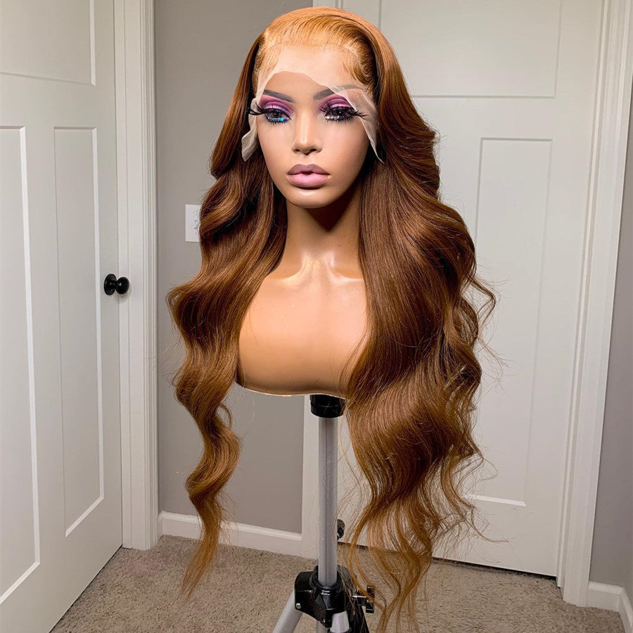 New Coming Brown Color Lace Front Wig Wavy Hair Glueless Transparent Wig