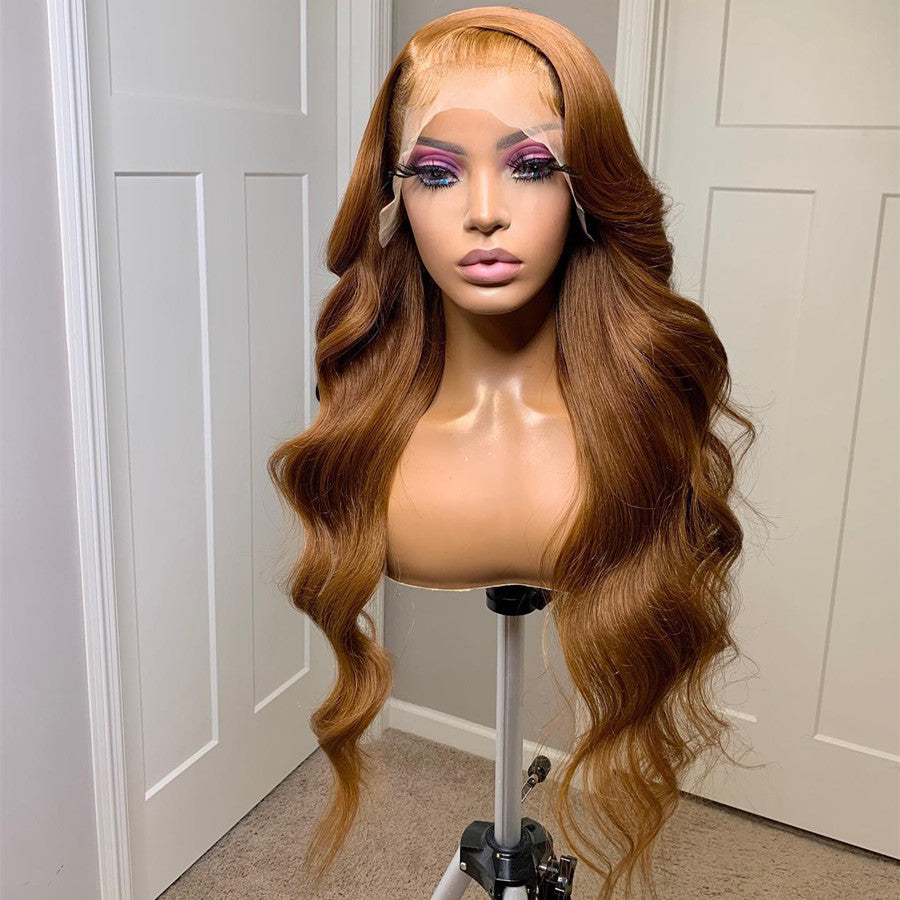 New Coming Brown Color Lace Front Wig Wavy Hair Glueless Transparent Wig