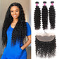 Unprocessed Virgin Hair 3 Bundles Deep Wave with Transparent/HD Lace Frontal