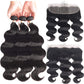 Virgin Hair Body Wave 3 Bundle Deal with 13x4 Lace Frontal Transparent Lace