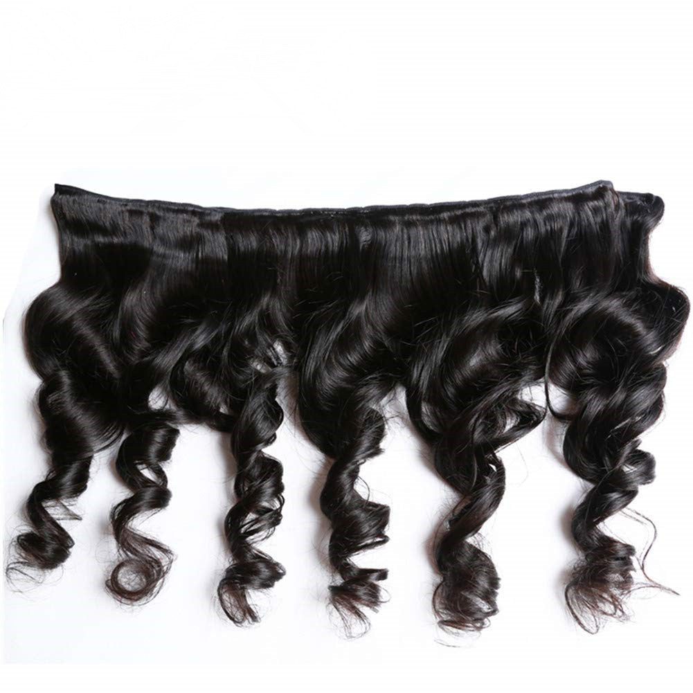 Loose Wave Hair Bundles 3 PCS with 13x4 Lace Frontal Free Part Natural Color