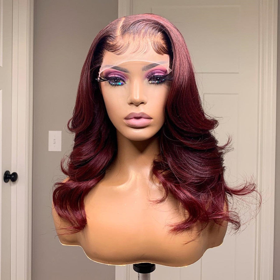 Burg Color Lace Closure Wig Body Wave 4x4/5x5 Transparent Swiss Lace